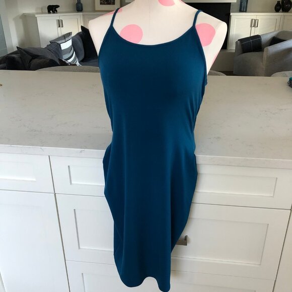Bodycon Slip Midi Dress w Spaghetti Straps Teal Blue Sz 8 - no brand/fabric tag - Picture 11 of 11